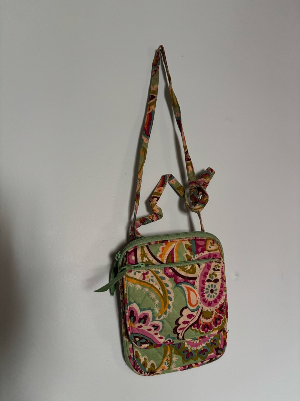 Vera Bradley Paisley Crossbody - Green Pink Yellow